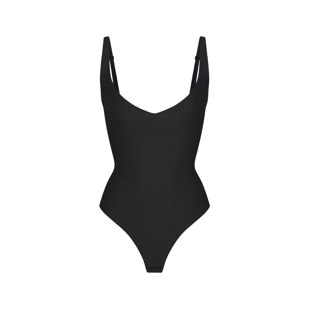 SKIMS Black Scoop-Neck Sculpting Bodysuit